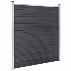 vidaXL WPC Fence Set 1 Square + 1 Slanted Grey Wooden Panel Sets Border Wall - Additional view 8