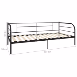 vidaXL Daybed Frame Black Metal 90x200cm Bedroom Dorm Guest Room Furniture - Additional view 4