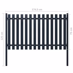 vidaXL Fence Panel Anthracite 174.5x75cm Powder-coated Steel Garden Barrier