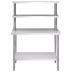 vidaXL Worktable with Overshelf Stainless Steel 120x60x150cm Kitchen Workbench
