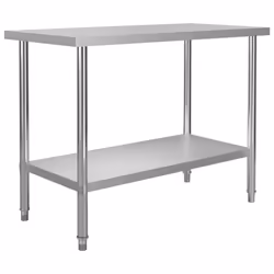 vidaXL Worktable with Overshelf Stainless Steel 120x60x150cm Kitchen Workbench - Additional view 4