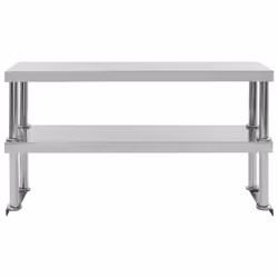 vidaXL Worktable with Overshelf Stainless Steel 120x60x150cm Kitchen Workbench - Additional view 8