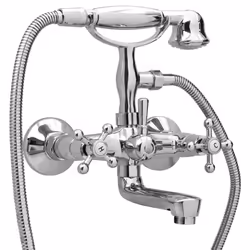 vidaXL 2-Handle Bathtub Faucet + Hand Shower Diverter Chrome Retro Bath Tap