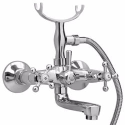vidaXL 2-Handle Bathtub Faucet + Hand Shower Diverter Chrome Retro Bath Tap