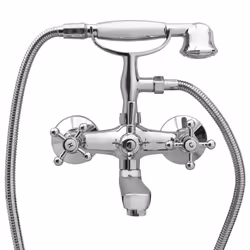 vidaXL 2-Handle Bathtub Faucet + Hand Shower Diverter Chrome Retro Bath Tap