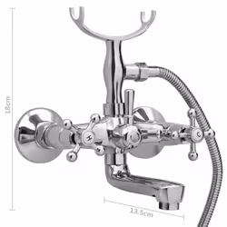 vidaXL 2-Handle Bathtub Faucet + Hand Shower Diverter Chrome Retro Bath Tap - Additional view 8
