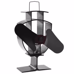 vidaXL Heat Powered Stove Fan 2 Blades Black Wood Log Burner Fireplace Fan