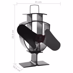 vidaXL Heat Powered Stove Fan 2 Blades Black Wood Log Burner Fireplace Fan