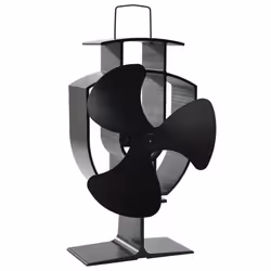 vidaXL Heat Powered Stove Fan 3 Blades Black Wood Log Burner Fireplace Fan