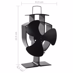 vidaXL Heat Powered Stove Fan 3 Blades Black Wood Log Burner Fireplace Fan