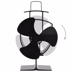vidaXL Heat Powered Stove Fan 3 Blades Black Wood Log Burner Fireplace Fan - Additional view 4