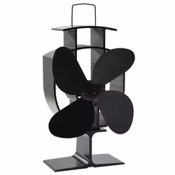 vidaXL Heat Powered Stove Fan 4 Blades Black Wood Log Burner Fireplace Fan