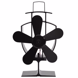 vidaXL Heat Powered Stove Fan 5 Blades Black Wood Log Burner Fireplace Fan