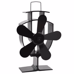 vidaXL Heat Powered Stove Fan 5 Blades Black Wood Log Burner Fireplace Fan