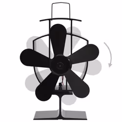 vidaXL Heat Powered Stove Fan 5 Blades Black Wood Log Burner Fireplace Fan - Additional view 4