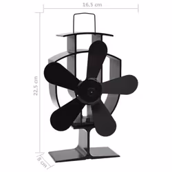 vidaXL Heat Powered Stove Fan 5 Blades Black Wood Log Burner Fireplace Fan - Additional view 7