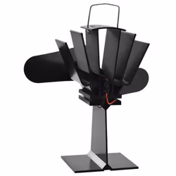 vidaXL Heat Powered Stove Fan 2 Blades Black Wood Log Burner Fireplace Fan