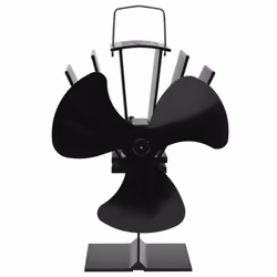 vidaXL Heat Powered Stove Fan 3 Blades Black Wood Log Burner Fireplace Fan