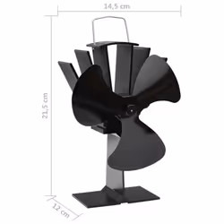 vidaXL Heat Powered Stove Fan 3 Blades Black Wood Log Burner Fireplace Fan - Additional view 7