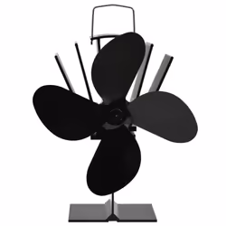 vidaXL Heat Powered Stove Fan 4 Blades Black Wood Log Burner Fireplace Fan