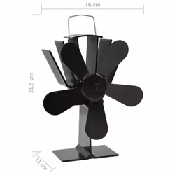 vidaXL Heat Powered Stove Fan 5 Blades Black Wood Log Burner Fireplace Fan - Additional view 7