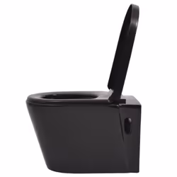 vidaXL Wall Hung Toilet Black WC Pan Soft Close Seat Ceramic Concealed Cistern - Additional view 4