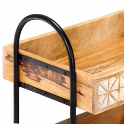 vidaXL Solid Mango Wood 3-Tier Kitchen Trolley Storage Drawer Rack Dining Cart