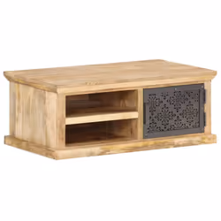 vidaXL Solid Mango Wood Coffee Table with Door Home Couch Table Furniture