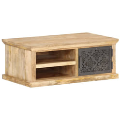 vidaXL Solid Mango Wood Coffee Table with Door Home Couch Table Furniture