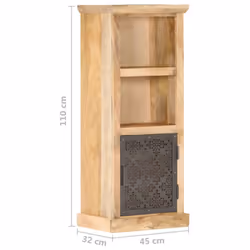 vidaXL Solid Mango Wood Highboard with Door Office Storage Cabinet Furniture