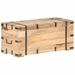 vidaXL Solid Mango Wood Chest Storage Box Wooden Treasure Cabinet Hall Bench - Additional view 4