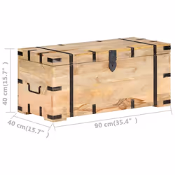 vidaXL Solid Mango Wood Chest Storage Box Wooden Treasure Cabinet Hall Bench - Additional view 6