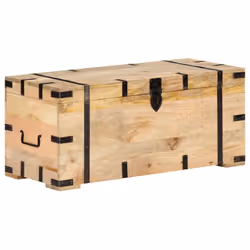 vidaXL Solid Mango Wood Chest Storage Box Wooden Treasure Cabinet Hall Bench - Additional view 7