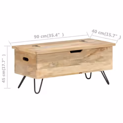 vidaXL Solid Mango Wood Chest Home Storage Trunk Box Case Hall Bench Cabinet - Additional view 8