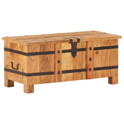 vidaXL Chest Storage Trunk Box Hall Bench Cabinet Organiser Solid Acacia Wood - dark brown