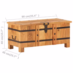 vidaXL Chest Storage Trunk Box Hall Bench Cabinet Organiser Solid Acacia Wood - dark brown - Additional view 8