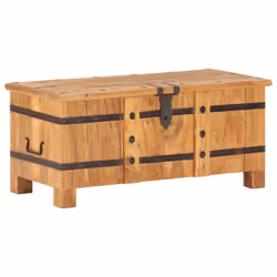 vidaXL Chest Storage Trunk Box Hall Bench Cabinet Organiser Solid Acacia Wood - dark brown - Additional view 9