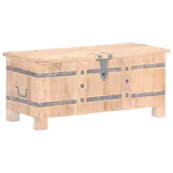vidaXL Chest Storage Trunk Box Hall Bench Cabinet Organiser Solid Acacia Wood - light brown - Additional view 9