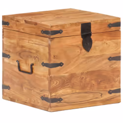 vidaXL Solid Acacia Wood Chest Wooden Storage Trunk Box Bedside Table Cabinet - Additional view 10