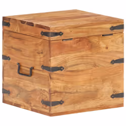 vidaXL Solid Acacia Wood Chest Wooden Storage Trunk Box Bedside Table Cabinet - Additional view 4