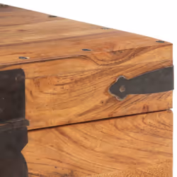 vidaXL Solid Acacia Wood Chest Wooden Storage Trunk Box Bedside Table Cabinet - Additional view 5