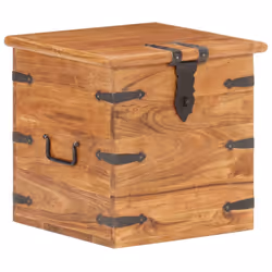 vidaXL Chest Storage Trunk Box Hall Bench Cabinet Organiser Solid Acacia Wood - dark brown
