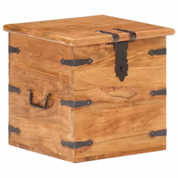 vidaXL Chest Storage Trunk Box Hall Bench Cabinet Organiser Solid Acacia Wood - dark brown - Additional view 8
