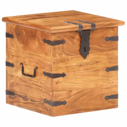vidaXL Chest Storage Trunk Box Hall Bench Cabinet Organiser Solid Acacia Wood - dark brown - Additional view 9