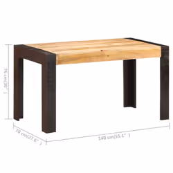 vidaXL Solid Rough Mango Wood Dining Table Kitchen Furniture Industrial Desk - Additional view 5