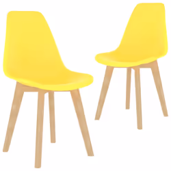 vidaXL Dining Chairs Dinner Room Seat Resturant Kitchen Chair Dinner Chair - yellow, 2 pcs