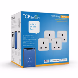 13A 240V 2.4Hz 2990W Smart Wi-Fi Socket 4-Piece Pack, White, TAYWISSINWUK4P