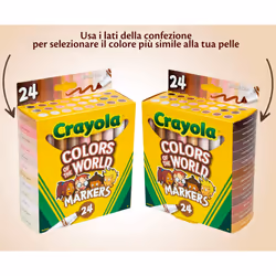 Colours of the World Washable Markers - Assorted Colours (Pack of 24) | Colours That Represent Skin Tones from Around the World | Ideal for Kids Aged