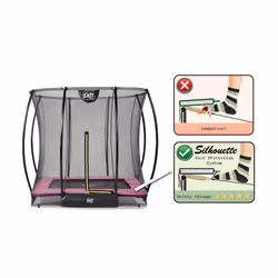 EXIT Silhouette ground trampoline 153x214cm with safety net - pink - Additional view 5