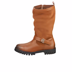 Tommy Hilfiger Hardware Material Mix Womens Biker Boots in Cognac - 3.5 UK